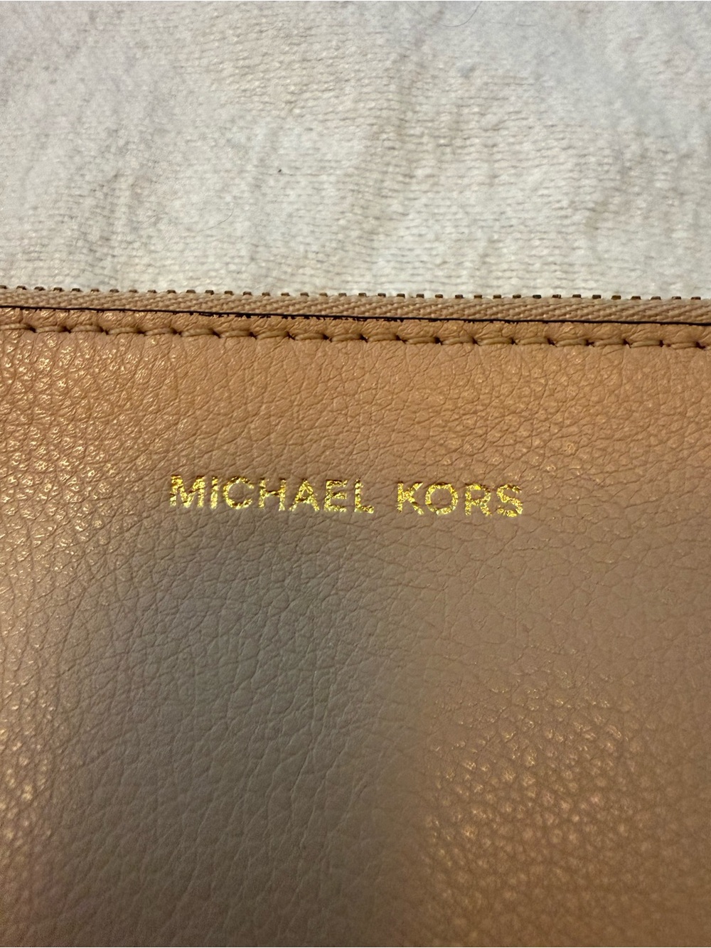 Michael Kors women’s leather wristlet small purse  - Tan
